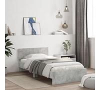 Bois d'ingénierie robuste avec tête de lit soutien dorsal Gris 100x200cm | Cadre de lit avec tête de lit Gris Béton 100x200cm sans matelas, bois d'ingénierie robuste, soutien dorsal, lattes renforcées