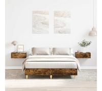 Bois d'ingénierie robuste sommier à lattes chêne fumé 120x190 cm Brun | Cadre de lit sans matelas chêne fumé 120x190 cm bois ingénierie sommier lattes renforcé stable