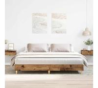 Bois d'ingénierie surbaissé lattes contreplaqué Brun 180x200 cm | Cadre de lit sans matelas bois ingénierie vieux bois 180x200 cm lit surbaissé enfant chambre