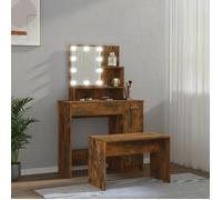 Bois Ensemble de coiffeuse Femmes/filles, CLARENCE, Pour chambre, avec LED, Chêne fumé Bois d'ingénierie 86.5x35x136 cm C233