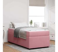 Bois ingénierie Design Moderne Minimaliste Rose 80 x 200 cm | Cadre de lit avec matelas Rose 80 x 200 cm tissu Lit complet en bois durable avec ressorts ensachés pour chambre moderne,