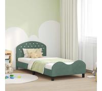 Bois ingénierie Design Moderne sommier Fixe Vert 80 x 200 cm | Cadre de lit enfant avec tête de lit Vert Mer 80x200 cm, sommier à lattes bois inclus, velours doux avec rangements, pour