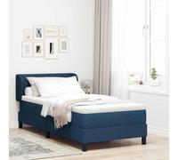 Bois ingénierie Design Moderne Tete réglable 90 x 190 cm Bleu | Lit à Ressorts avec Matelas Bleu 90x190 cm Tissu, Tête de Lit Réglable, Sommier en Pin Massif Design Scandinave Moderne pour