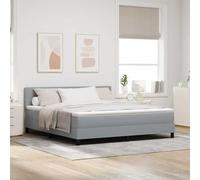 Bois ingénierie Polyester Moderne Minimaliste 72.34 Gris Clair 180 x 200 cm | Lit à ressorts avec matelas Gris clair 180 x 200 cm tissu tête ajustable LED