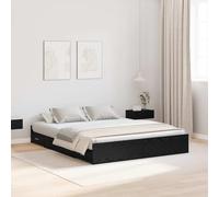 Bois Massif avec tiroirs Chambre Moderne Noir 140 x 190 cm | Cadre de lit avec rangement 4 tiroirs Chêne noir 140x190 cm sommier inclus, structure pin massif robuste pour chambre moderne