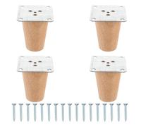 Bois Massif Pieds de Meuble Lot 4 Ensembles, Style Nordique | Finition Polie à Main, Pose Facile, Surface Lisse, Plaques Fer, Vis et Patins