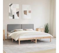 bois massif tête rembourrée style scandinave gris clair 200x200 cm | Cadre de lit avec tête de lit rembourrée Gris clair en pin massif, sommier à lattes inclus, literie king size 200x200 cm,