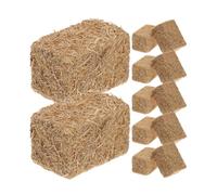 Bois Mini Meule de Foin Artificielle Décor Khaki, 12 Pièces | Balle de Foin Miniature, Meule de Foin Simulée, 3x2x2cm, Scène Ferme Automnale, Lot de 12