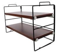 Bois Organisateur de Maquillage et Fer à Deux Niveaux | Rangement Élégant pour Cosmétiques et Lotions, Structure Simple à Poser, Aspect Lisse pour Bureau ou Table de Nuit