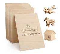 Bois Pour Pyrogravure Bois Pour Gravure Laser Découpe Laser Bois Plaque Bois Feuille De Bois - A5 Contreplaqué Tilleul 4mm x6, Double Face Lisse - Pour Maquette Bricolage Loisirs Créatifs