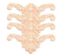 Bois Sculpté Applique 4 Pièces en Incrustation | Décoration de Meuble Diy, Style Élégant Classique, Finition Faite Main, Atmosphère Artistique pour Intérieur