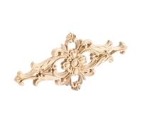 Bois Sculpté Applique Autocollant de sculpture en bois, 1 pièce, losange, motif Floral non peint, coin meuble, cadre porte, décoration murale artisanale, 20x10cm