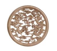 Bois Sculpté Applique Non Peint Lot De 2 Décorations Murales Rondes En Bois Massif Sculpté En Relief Représentant Un Dragon Et Un Phénix De Style Rétro Avec Des Fleurs 36cm