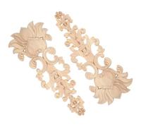 Bois Sculpté Applique Rétro 2 Pièces pour Meuble Décoratif | Bois D’hévéa, Finition Kaki, sans Bavure, Compacte et Sûre, pour Porte, Cheminée, Armoire
