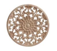Bois Sculpté Décalque Coin Appliques Décoratives Rondes En Bois Naturel Sculpté Moulures Accessoires Vintage Non Peints Autocollant Décoratif 24 X 24cm Lot De 4