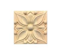 Bois Sculpté Decoratif Applique en bois massif sculptée sur, 4 pièces | Petite porte d'armoire carrée sculptée et décoration murale de fond(7cm F020)