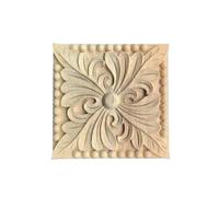 Bois Sculpté Decoratif Applique en bois massif sculptée sur, 4 pièces | Petite porte d'armoire carrée sculptée et décoration murale de fond(6cm F023)