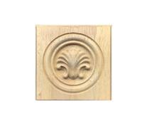 Bois Sculpté Decoratif Applique en bois massif sculptée sur, 4 pièces | Petite porte d'armoire carrée sculptée et décoration murale de fond(10cm F019)