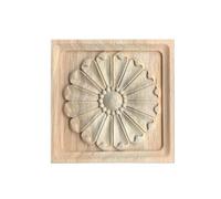 Bois Sculpté Decoratif Applique en bois massif sculptée sur, 4 pièces | Petite porte d'armoire carrée sculptée et décoration murale de fond(6cm F022)