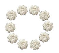Bois Sculpté Decoration Lot De 10 Appliques Rondes En Bois Sculpté Style Européen Pour Meubles Et Accessoires Décoratifs 12cm