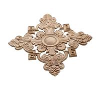Bois Sculpté Moulure Autocollant carré sculpté en bois non peint, cadre appliqué d'angle for meubles de maison, décoration porte d'armoire murale(12cm)