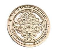 Bois Sculpté Moulure Decorative Plaque Ronde Ovale En Bois Massif Sculptée Et Ajourée Avec Cadre De Miroir Et Application Ronde Style Y28 20 X 20cm Lot De 2 Pièces