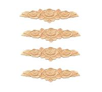 Bois Sculpté Onlay Appliques Applique Décorative En Bois Massif Sculpté En Forme De Rose Pour Porte De Cave À Vin 25 X 6cm Lot De 4