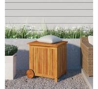 vidaXL Coffre de jardin avec roulettes 60x50x58 cm bois massif acacia