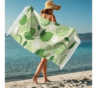boiszeda Serviette de Plage pour Femme avec Pompon imprimé Estival de Fruits Mignons séchage Rapide Microfibre légère Grande Serviette en Tissu éponge pour transat baignade Surf