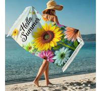 boiszeda Serviette de Plage pour Femme avec Pompon séchage Rapide Microfibre légère Grande Serviette en Tissu éponge pour transat, Voyage, Natation, Surf, Camping, Salle de Sport
