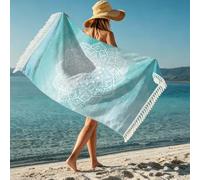 boiszeda Serviette de Plage pour Femme avec Pompon séchage Rapide Microfibre légère Grande Serviette en Tissu éponge pour transat, Voyage, Natation, Surf, Camping, Salle de Sport