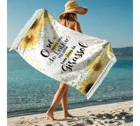 boiszeda Serviette de Plage pour Femme avec Pompon séchage Rapide Microfibre légère Grande Serviette en Tissu éponge pour transat, Voyage, Natation, Surf, Camping, Salle de Sport