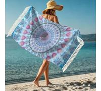 boiszeda Serviette de Plage pour Femme avec Pompon séchage Rapide Microfibre légère Grande Serviette en Tissu éponge pour transat, Voyage, Natation, Surf, Camping, Salle de Sport