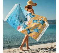 boiszeda Serviette de Plage pour Femme avec Pompon séchage Rapide Microfibre légère Grande Serviette en Tissu éponge pour transat, Voyage, Natation, Surf, Camping, Salle de Sport