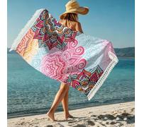 boiszeda Serviette de Plage pour Femme avec Pompon séchage Rapide Microfibre légère Grande Serviette en Tissu éponge pour transat, Voyage, Natation, Surf, Camping, Salle de Sport