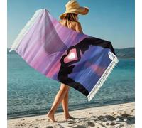 boiszeda Serviette de Plage pour Femme avec Pompon séchage Rapide Microfibre légère Grande Serviette en Tissu éponge pour transat, Voyage, Natation, Surf, Camping, Salle de Sport