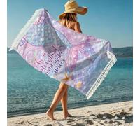boiszeda Serviette de Plage pour Femme avec Pompon séchage Rapide Microfibre légère Grande Serviette en Tissu éponge pour transat, Voyage, Natation, Surf, Camping, Salle de Sport