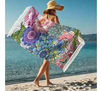 boiszeda Serviette de Plage pour Femme avec Pompon séchage Rapide Microfibre légère Grande Serviette en Tissu éponge pour transat, Voyage, Natation, Surf, Camping, Salle de Sport
