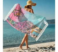 boiszeda Serviette de Plage pour Femme avec Pompon séchage Rapide Microfibre légère Grande Serviette en Tissu éponge pour transat, Voyage, Natation, Surf, Camping, Salle de Sport
