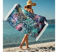 boiszeda Serviette de Plage pour Femme avec Pompon séchage Rapide Microfibre légère Grande Serviette en Tissu éponge pour transat, Voyage, Natation, Surf, Camping, Salle de Sport