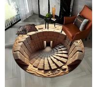 boiszeda Tapis Rond 3D Trompe l'Œil avec Effet de Trou Réaliste en Velours Cristal Doux Antidérapant à Dos à Picots Lavable pour Salon Chambre Entrée Salle de Bain