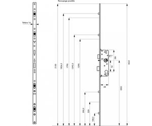 Boit. de serr. enc. Secury à cylindre pour porte d'entrée, axe 40mm, 5pts, car. 7, H. 2150mm, G-20770-21-0-1 - FERCO by THIRARD