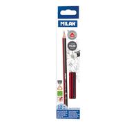 Pack 12 Crayons Graphite Avec Gomme Milan.