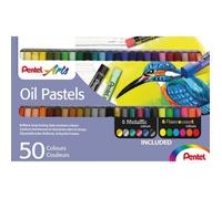 Pentel Pastels à l'huile PHN – Lot 50, 50 couleurs métallisées et néon