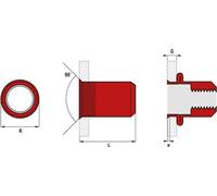 Boîte 500 Écrous crantés tête réduite 90° SCELL IT acier zingué ØM5 - L.11.5 mm Øperç.7 mm - TCR0530