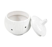 Boîte à ail de cuisine Récipient pour légumes de cuisine ventilé avec | Pot à ail en céramique avec couvercle Pour gingembre piment oignon camping-car location maison passionnés chefs Blanc