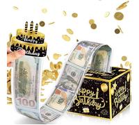 Boîte à argent personnalisable anniversaire avec sacs et cartes, cadeau créatif fête inoubliable Label