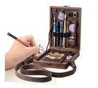 Boîte à bandoulière en noyer - Support portable en bois A5 - Étui de rangement pour pinceaux d'artiste, style de transport croisé fait à la main, construction artisanale durable avec arrangement