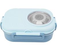 Boîte à Bento Premium 1200 ML à Double Compartiment - Acier Inoxydable 304, 3 Compartiments, Baguettes Et Cuillère Incluses - Idéale pour Lécole, Le Bureau, Les Voyages Blue