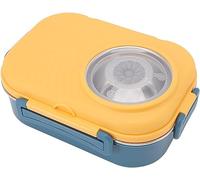 Boîte à Bento Premium 1200 ML à Double Compartiment - Acier Inoxydable 304, 3 Compartiments, Baguettes Et Cuillère Incluses - Idéale pour Lécole, Le Bureau, Les Yellow